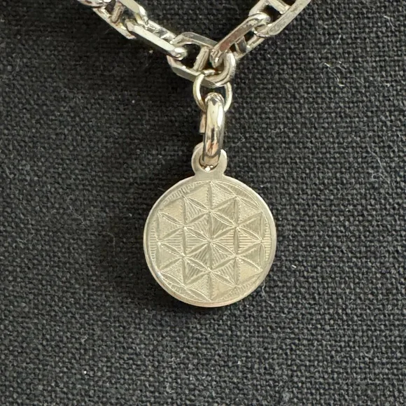 Elegant Solid Silver Necklace with Geometric Pendant Charged Energy by High Chi - Picture 2 of 6